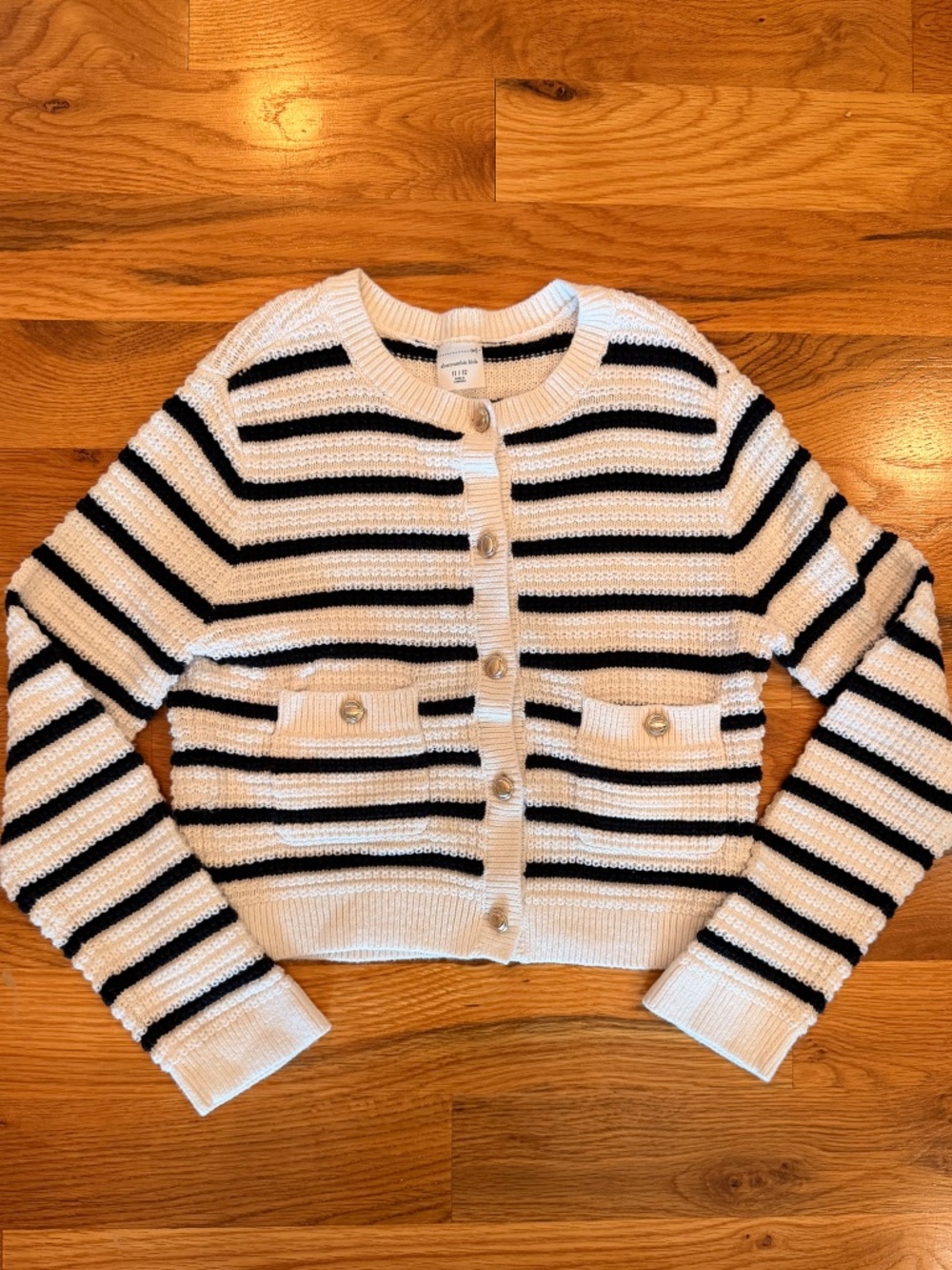Abercrombie Kids Black and White Knit Cardigan Sweater Size 11/12